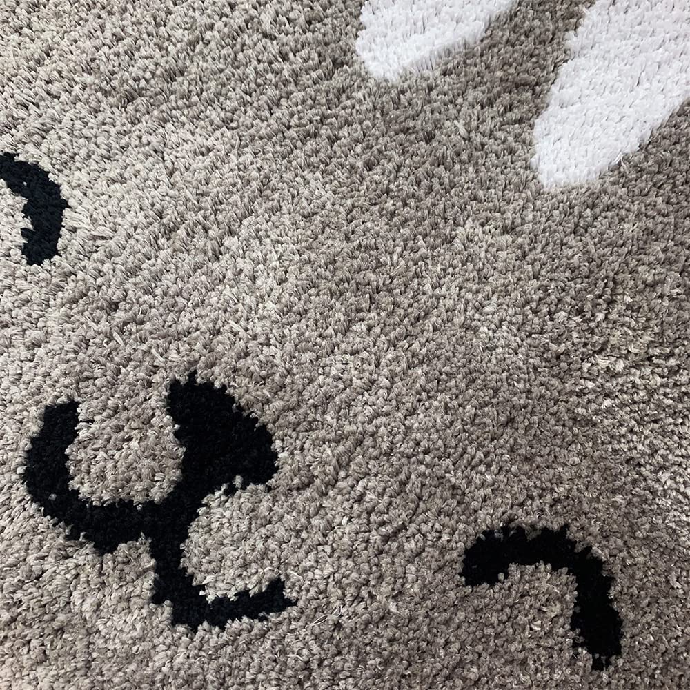 TEALP Cute Rug for Kids Room – Cat Shape Floor Mat (20x23", Grey)